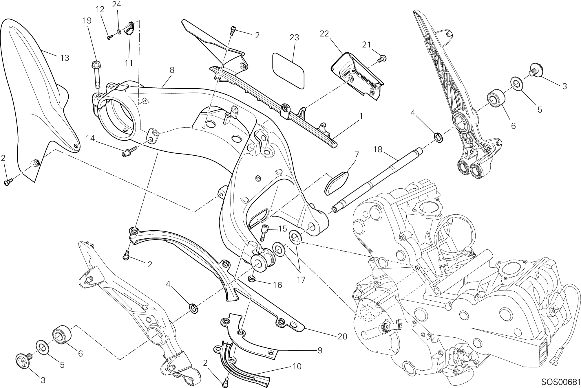 28A BRAS OSCILLANT ARRIERE POUR HYPERMOTARD 939 2017