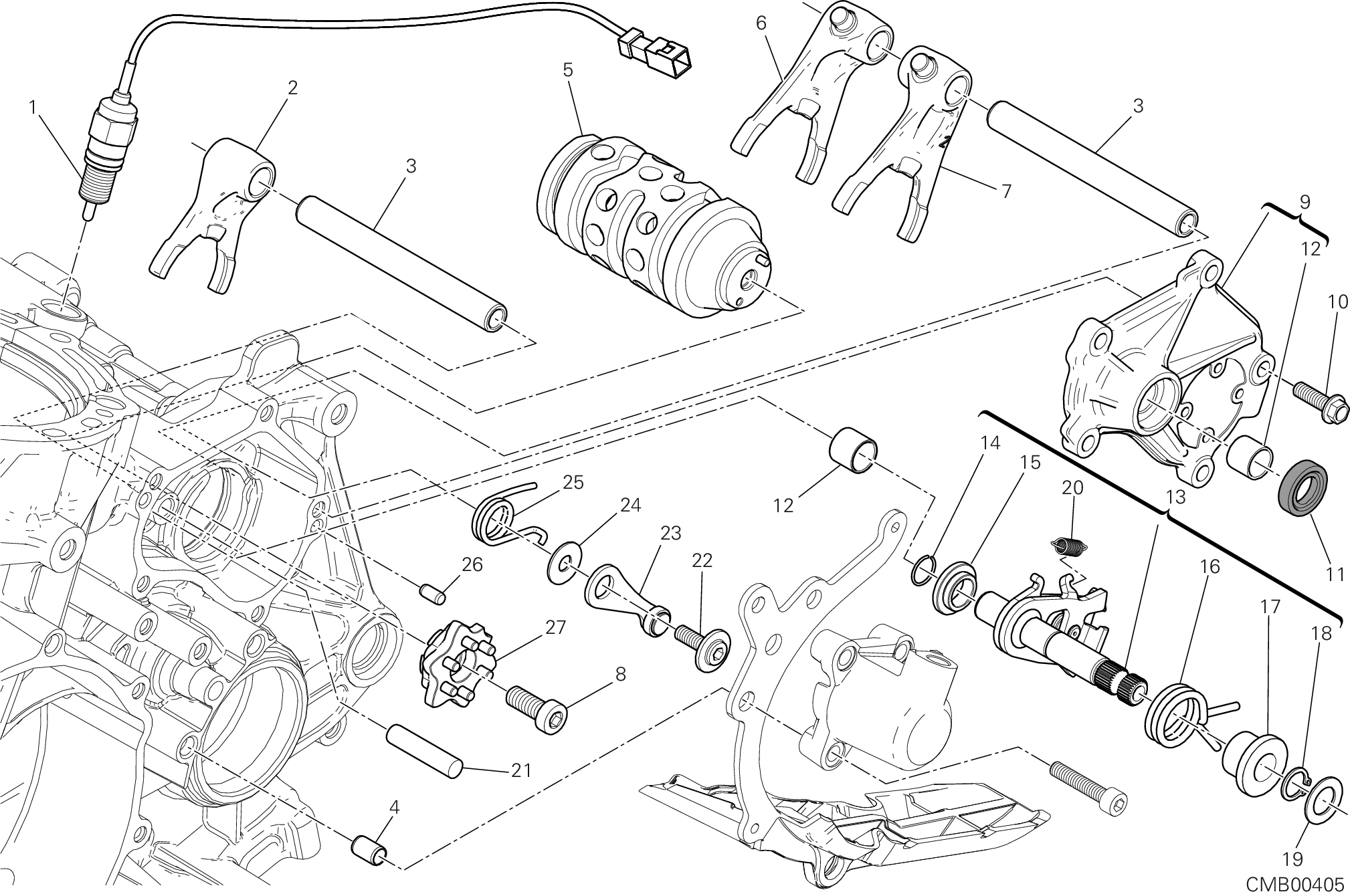 002 SELECTEUR DE VITESSES POUR SUPERBIKE 899 PANIGALE ABS 2014