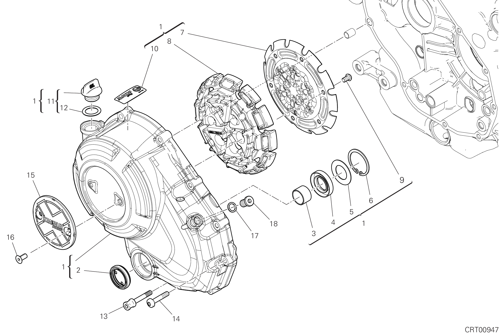 04A COUVERCLE EMBRAYAGE POUR SCRAMBLER FULL THROTTLE 2G 2024