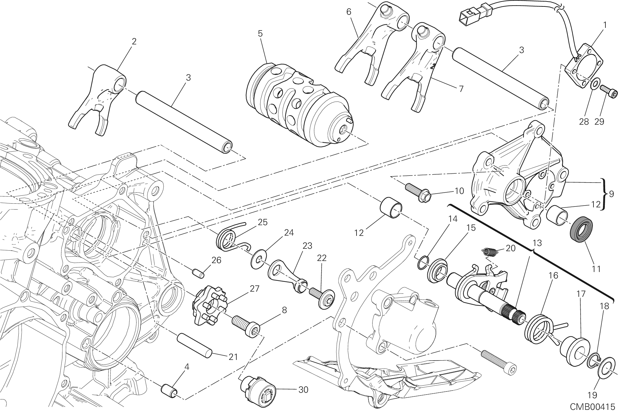 002 SELECTEUR DE VITESSES POUR SUPERBIKE 1199 PANIGALE SUPERLEGGERA 2014