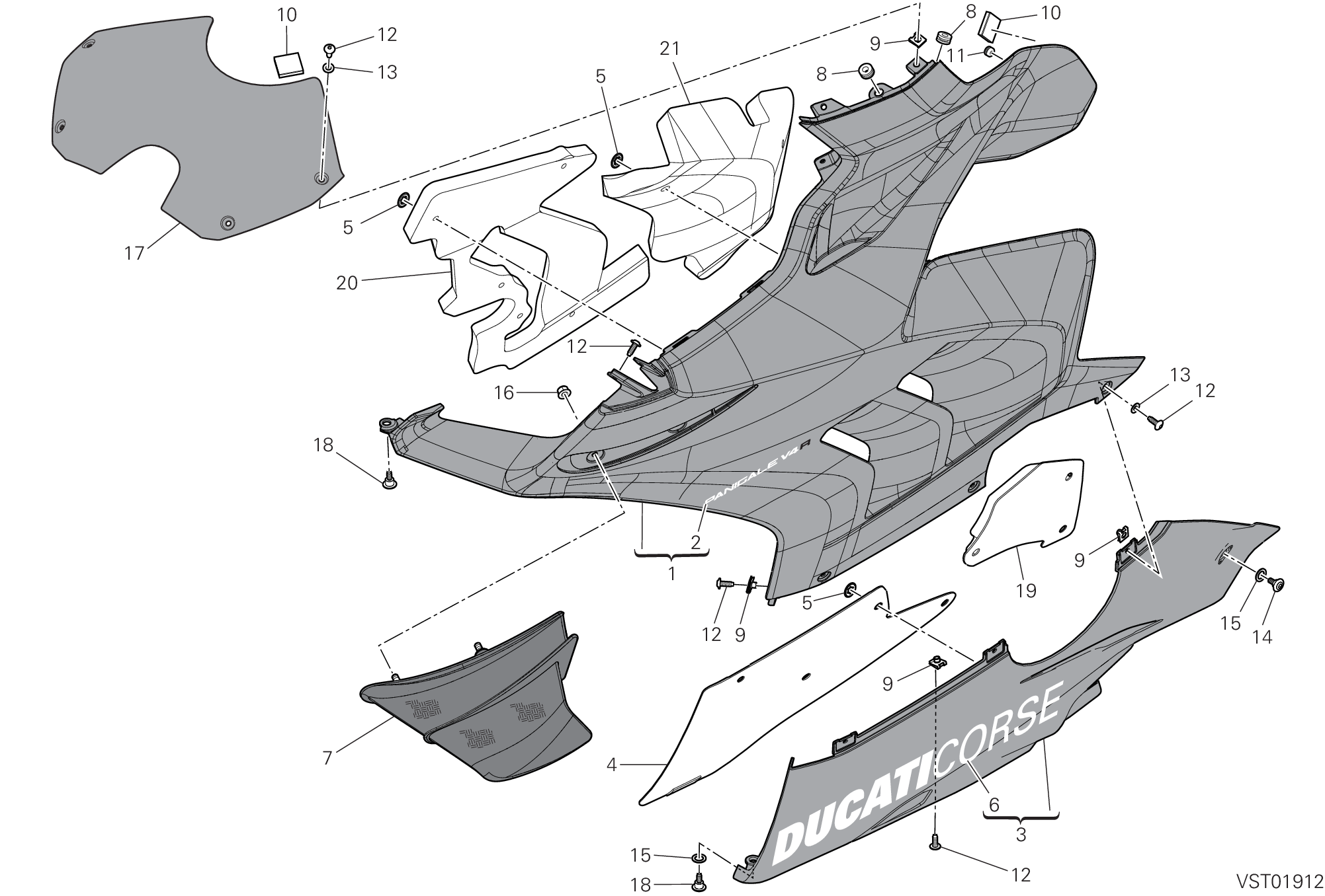 37C CARENE GAUCHE POUR SUPERBIKE PANIGALE V4 R 2019