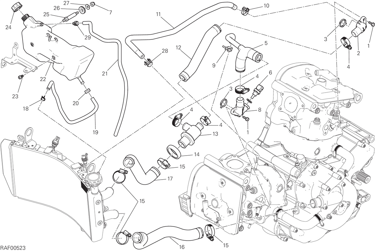 031 CIRCUITO DI RAFFREDDAMENTO POUR MONSTER 1200 R 2016