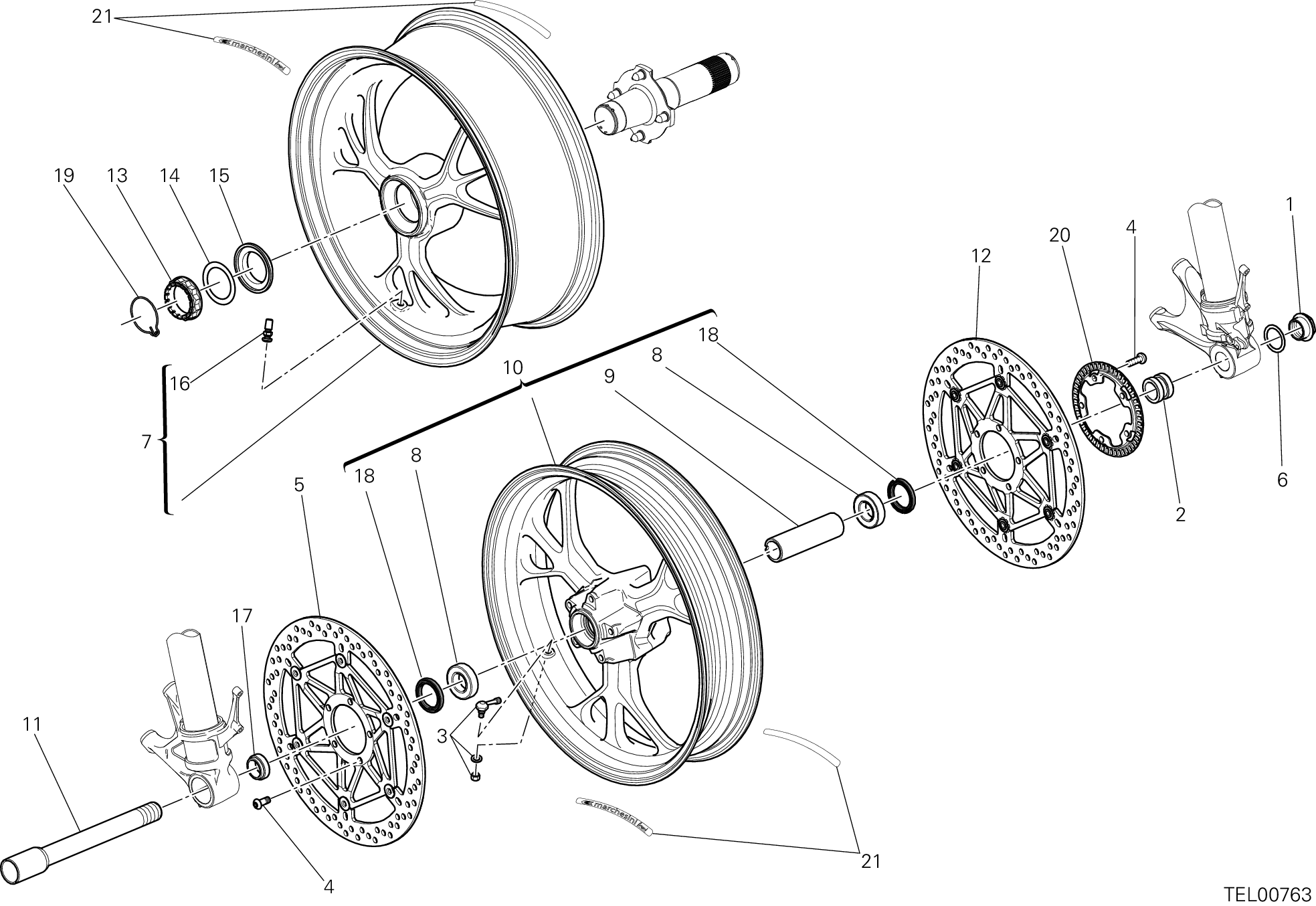 026 RUOTA ANTERIORE E POSTERIORE POUR SUPERBIKE 1299R FINAL EDITION 2018