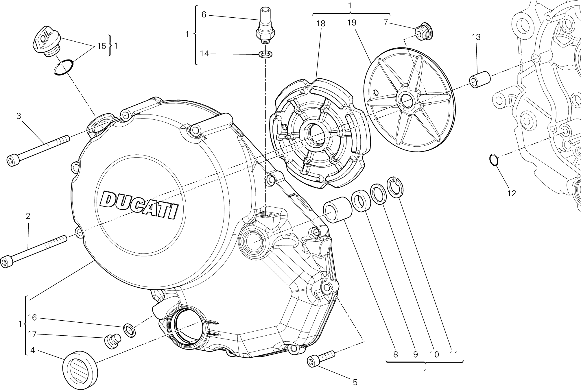 005 COUVERCLE EMBRAYAGE POUR MONSTER 1100 DIESEL 2013