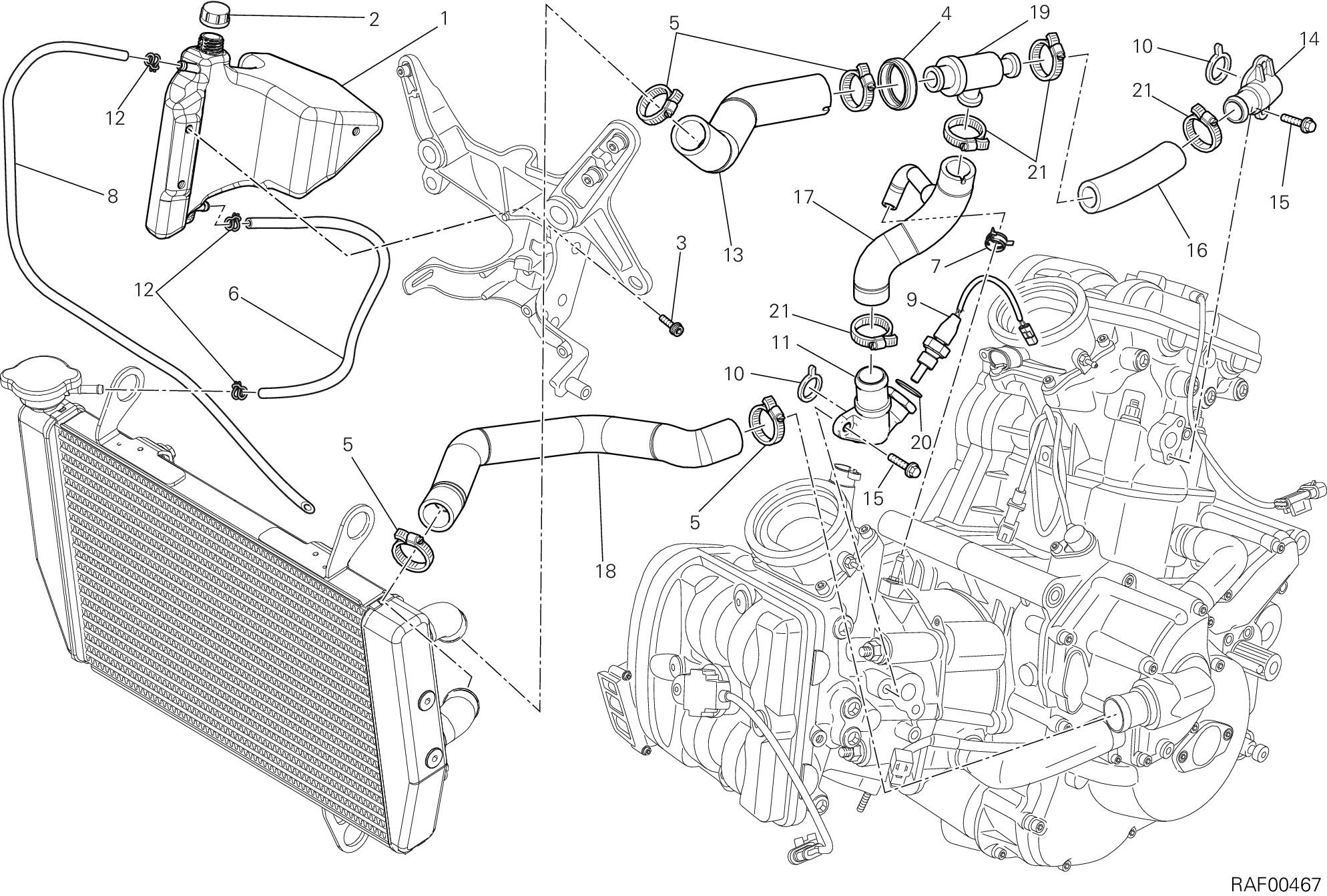 031 CIRCUIT DE REFROIDISSEMENT POUR MULTISTRADA 1200 ABS 2013