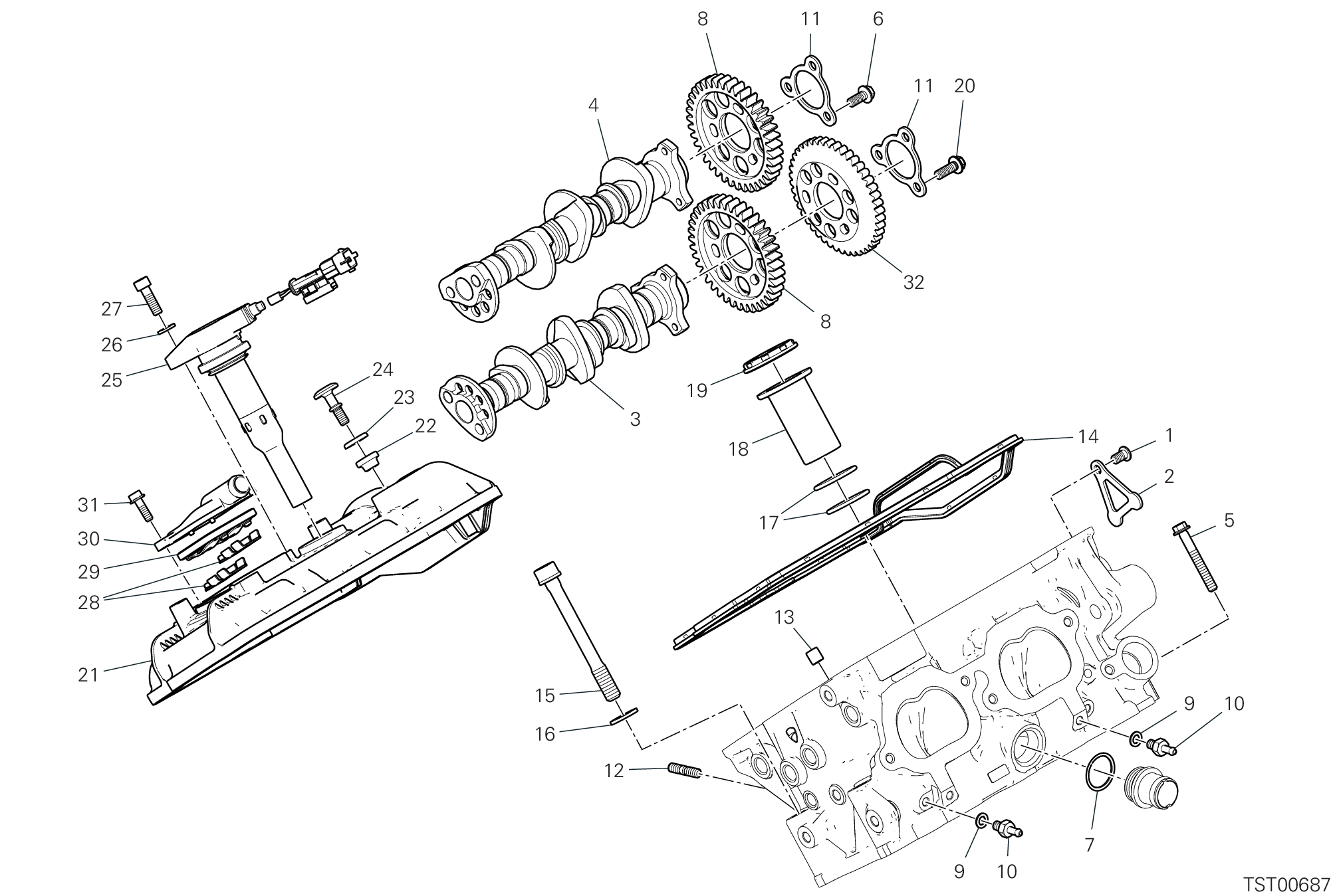 12B CULASSE ARRIERE  DISTRIBUTION POUR SUPERBIKE SUPERLEGGERA V4 2020