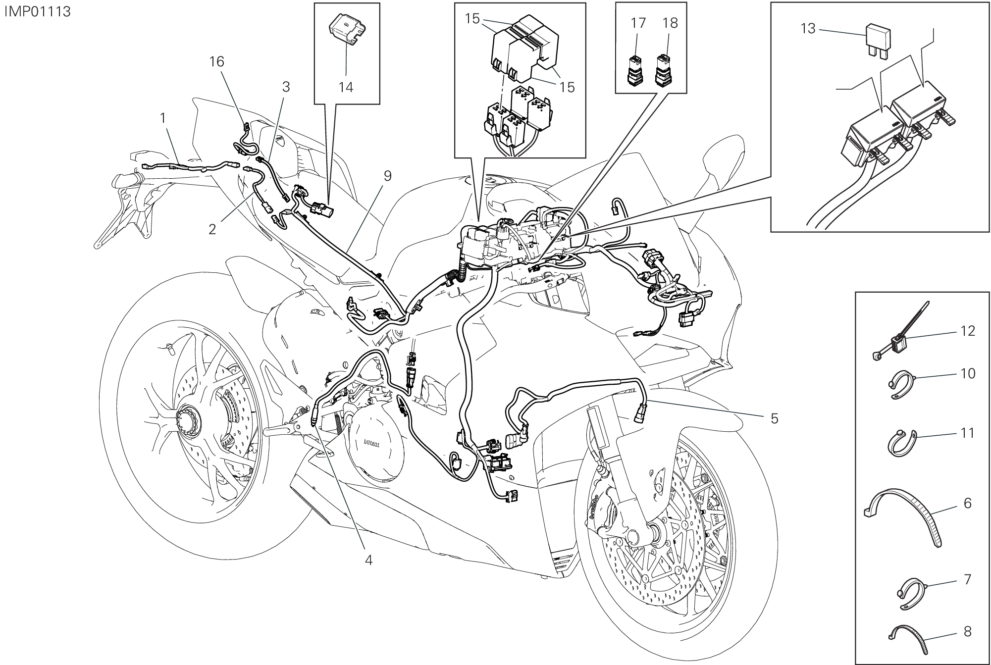 13C CIRCUIT ELECTRIQUE VEHICULE POUR SUPERBIKE PANIGALE V4 SPECIALE 2018