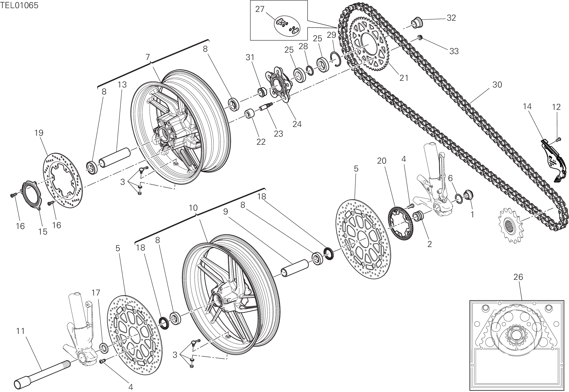 026 RUOTA ANTERIORE E POSTERIORE POUR MONSTER 797 2018