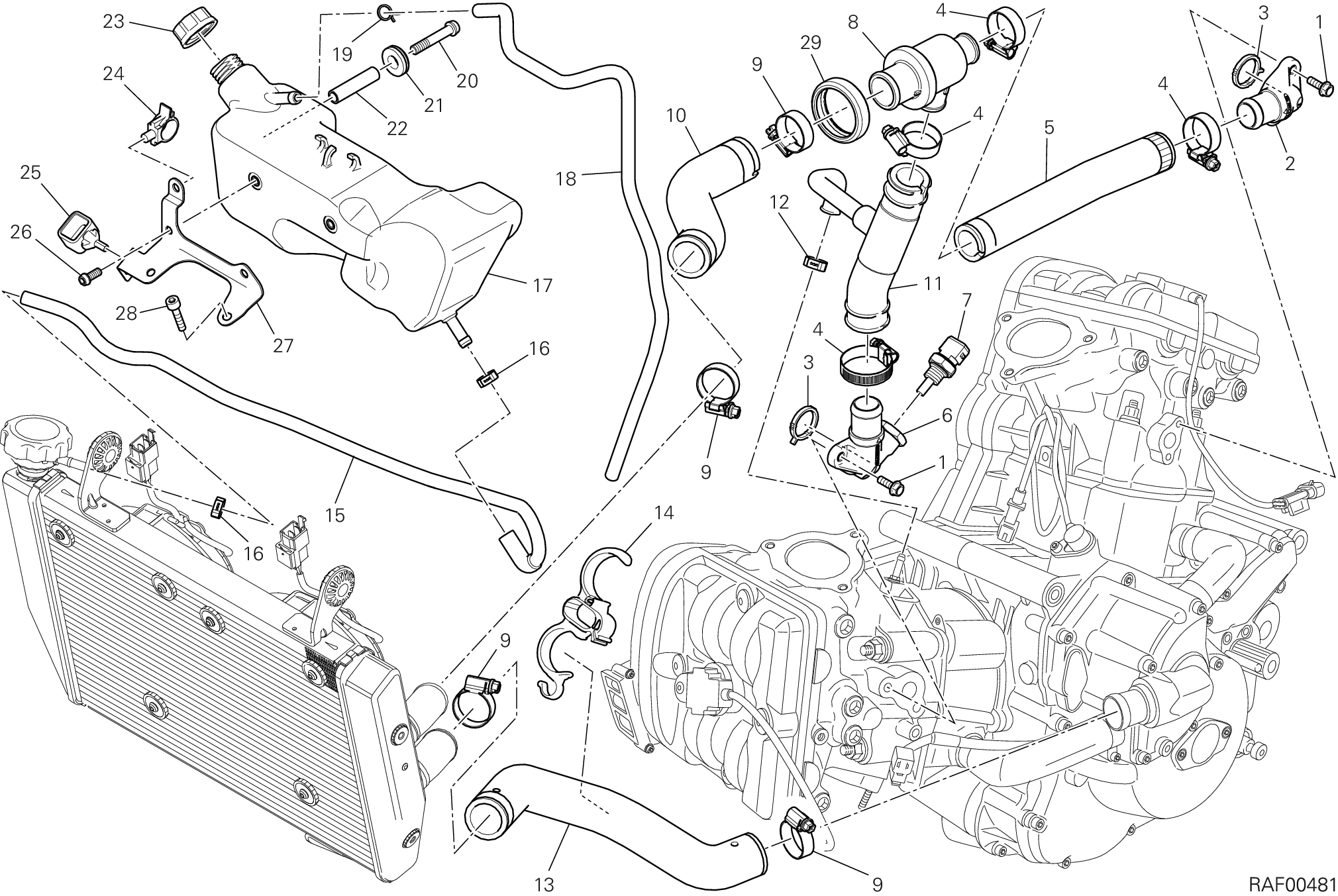 031 CIRCUIT DE REFROIDISSEMENT POUR HYPERMOTARD 2013