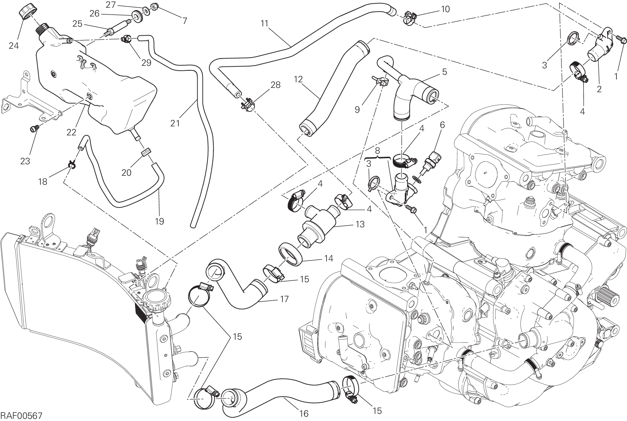 031 CIRCUITO DI RAFFREDDAMENTO POUR MONSTER 821 2017