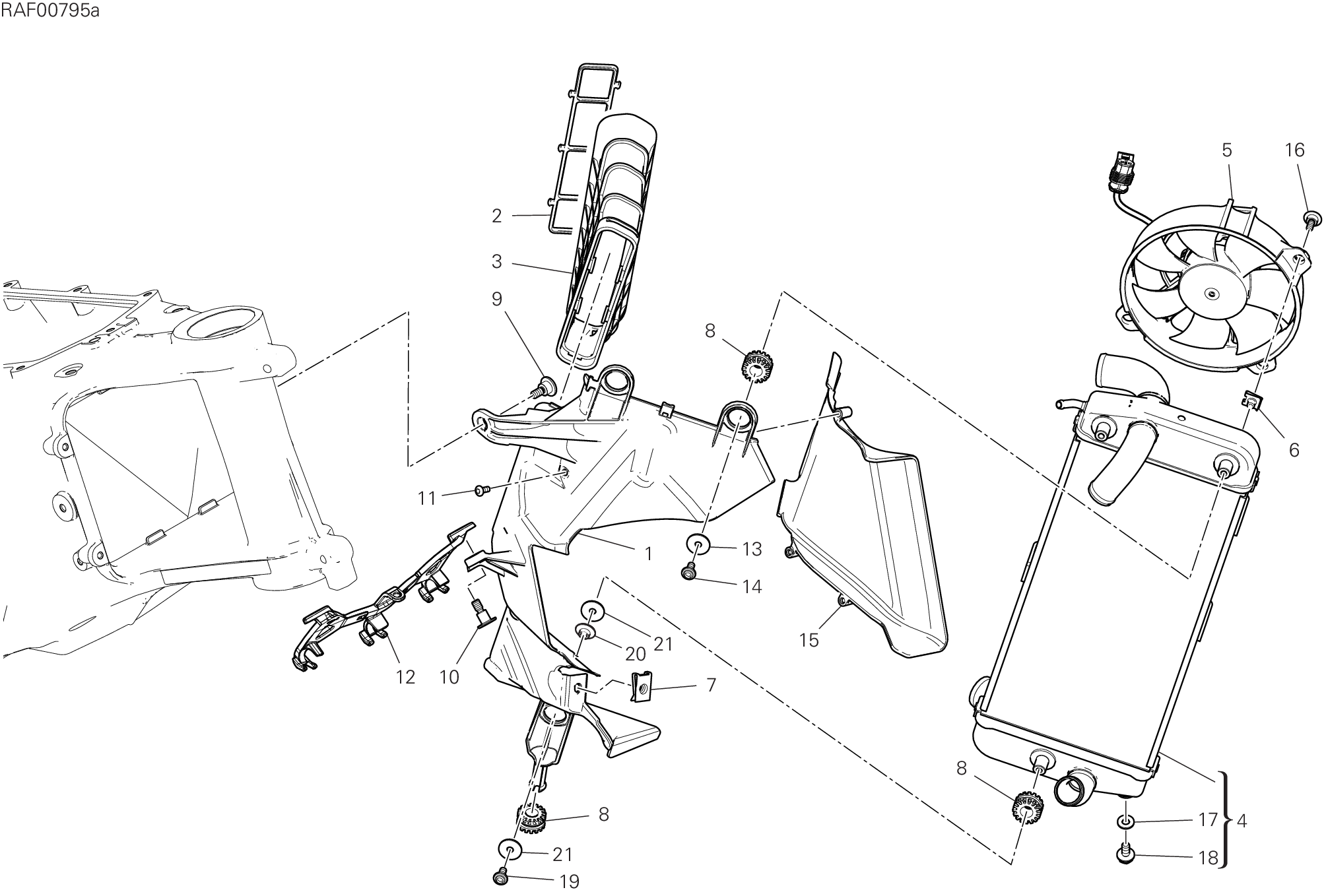 25B RADIATEUR EAU GAUCHE POUR MULTISTRADA V4 RS 2024