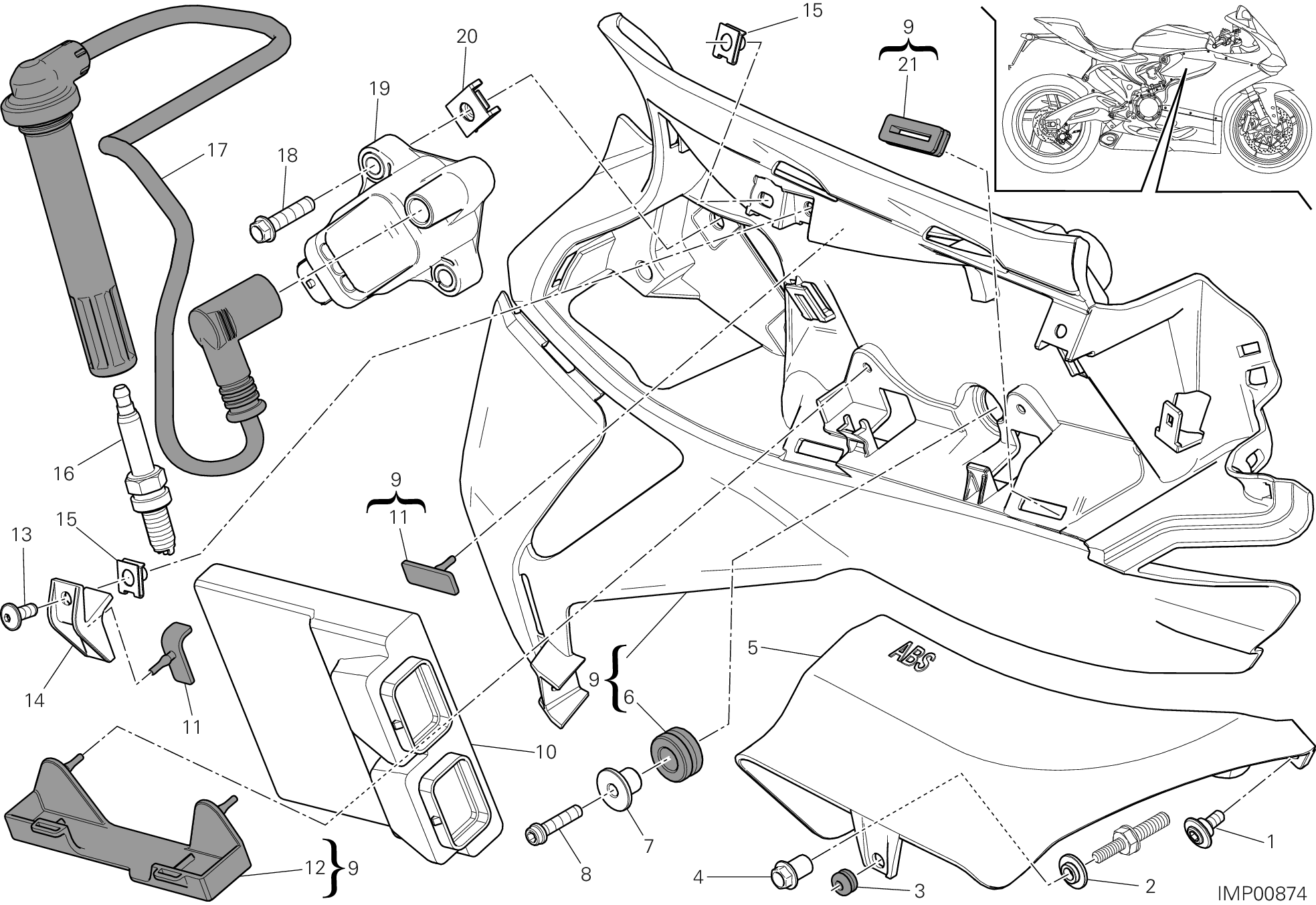 18B IMPIANTO ELETTRICO DESTRO POUR SUPERBIKE 899 PANIGALE ABS 2014