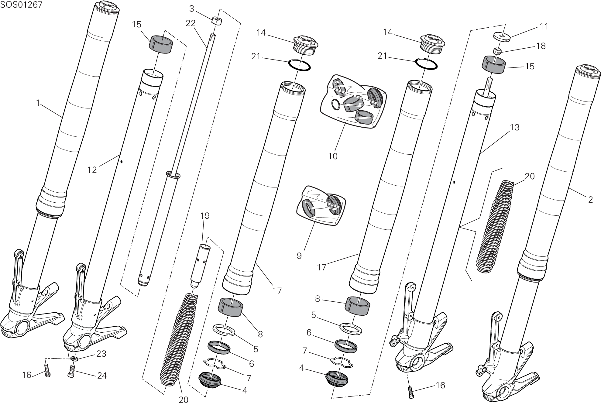 21A FOURCHE AVANT POUR MONSTER 821 2015