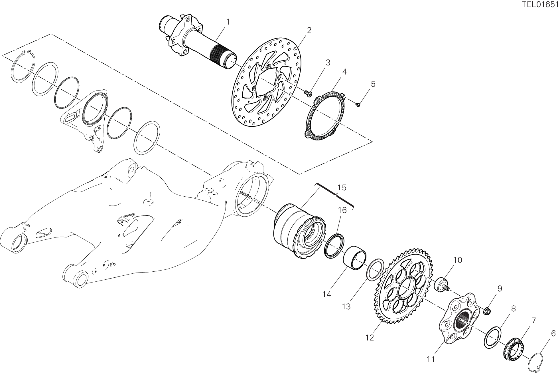 28B PIVOT ROUE ARRIERE POUR DIAVEL V4 2024