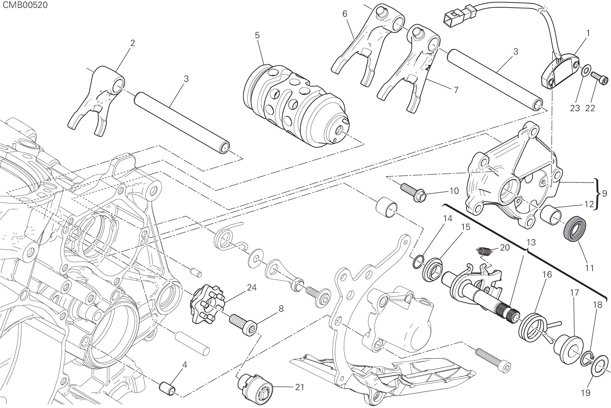 002 SELECTEUR DE VITESSES POUR SUPERBIKE 959 PANIGALE ABS 2019