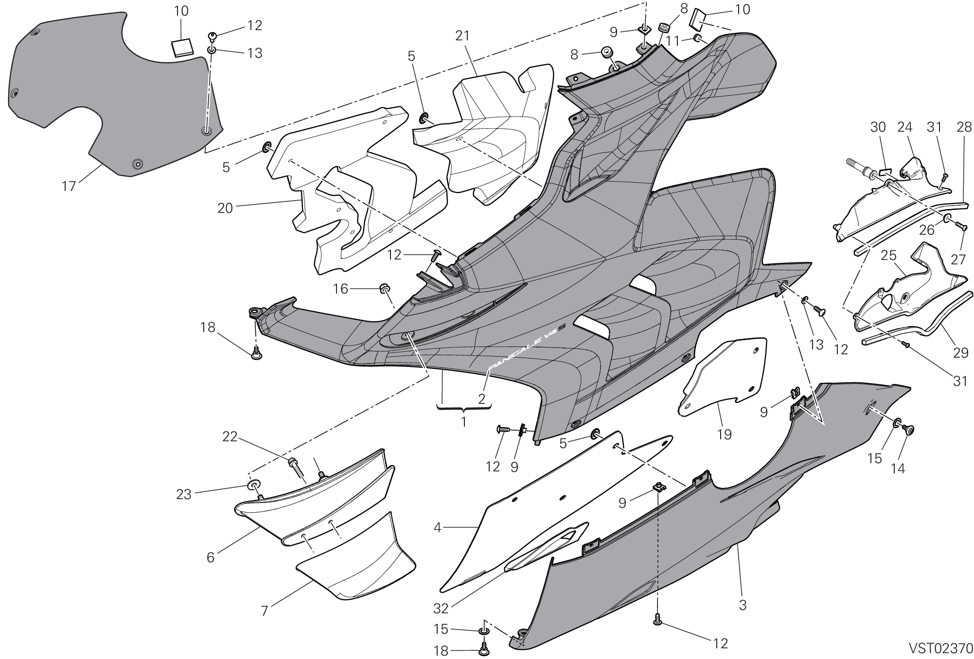 37C CARENE GAUCHE POUR SUPERBIKE PANIGALE V4 S 2021