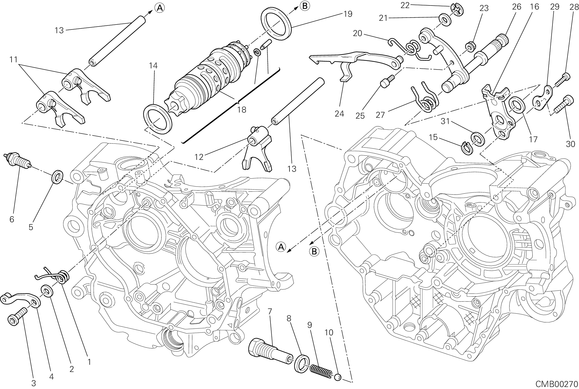 002 ARBRE SELECTEUR DE VITESSES POUR HYPERMOTARD 1100 EVO SP 2011