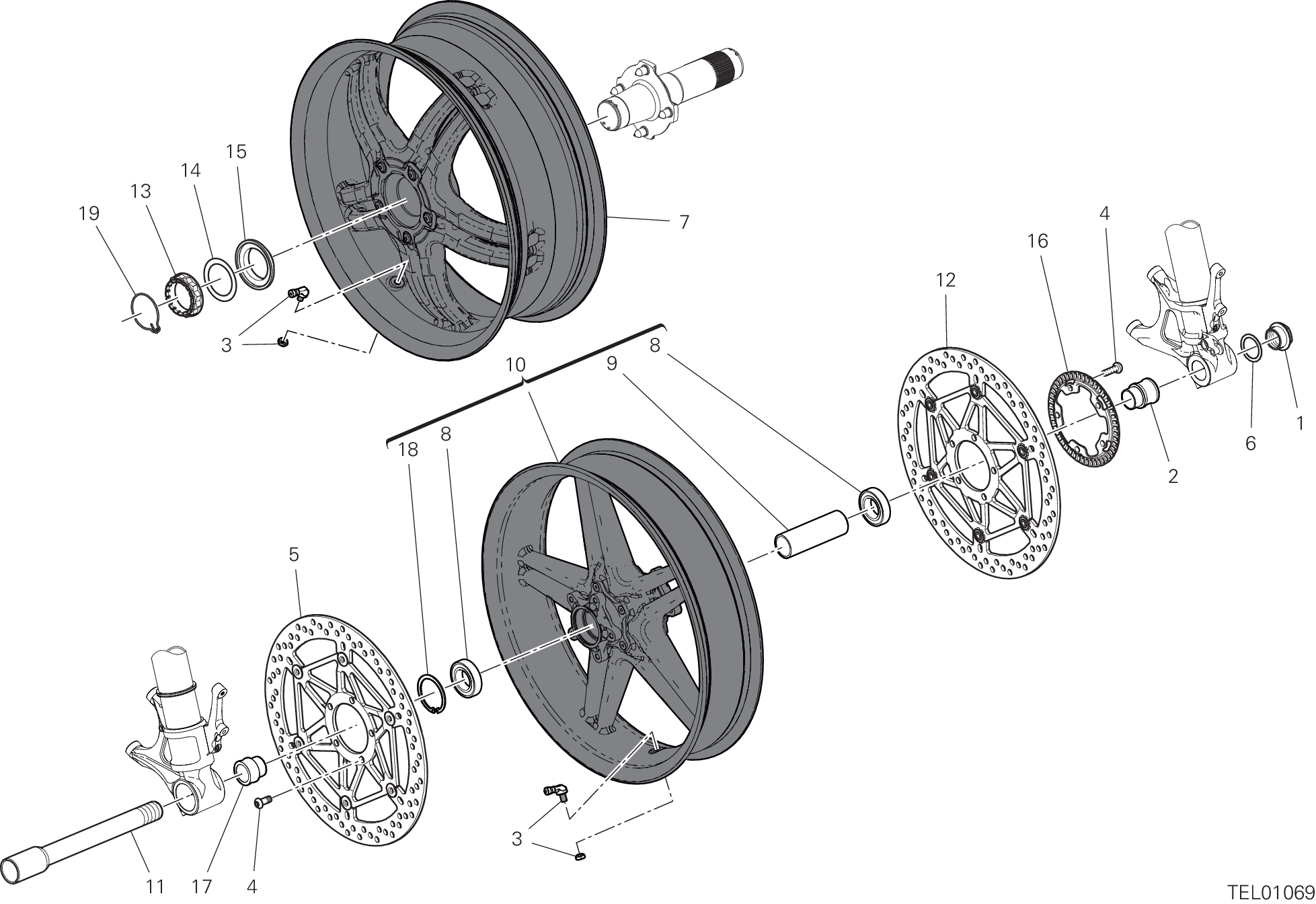 026 RUOTA ANTERIORE E POSTERIORE POUR SUPERBIKE 1299 SUPERLEGGERA 2017