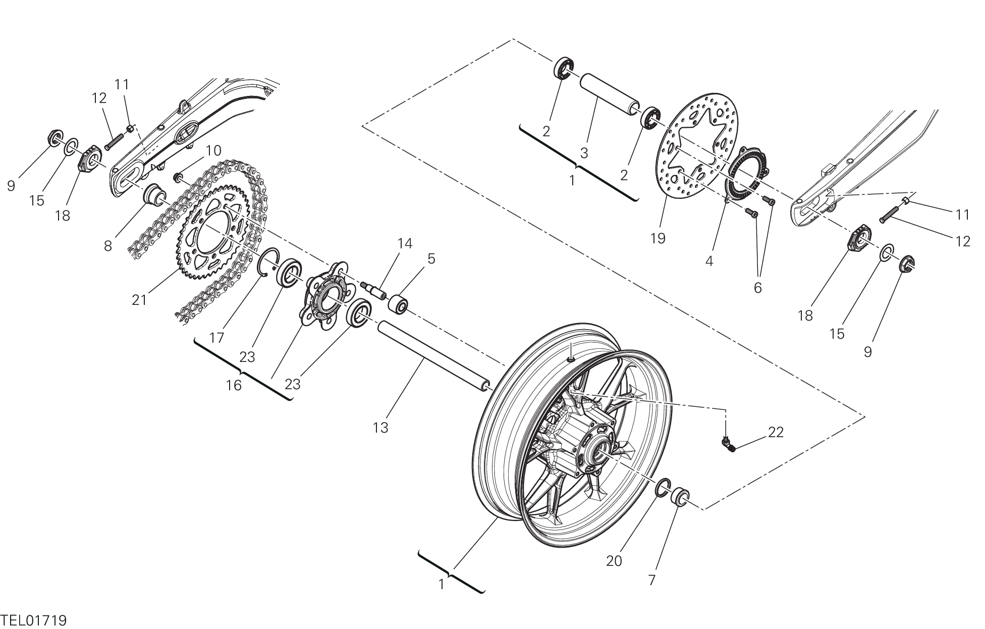 28A ROUE ARRIERE POUR HYPERMOTARD 698 MONO 2024