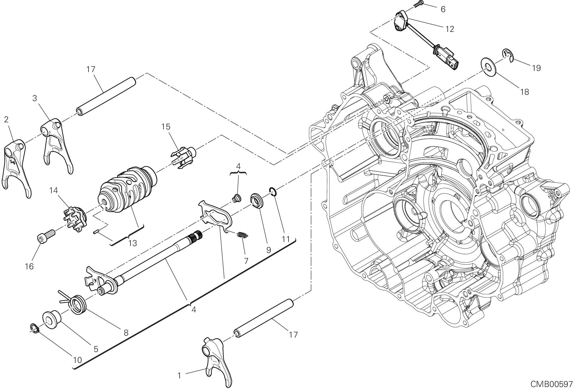 02A TAMBOUR CHANGEMENT VITESSE FOURCHETTE POUR HYPERMOTARD 698 MONO 2024