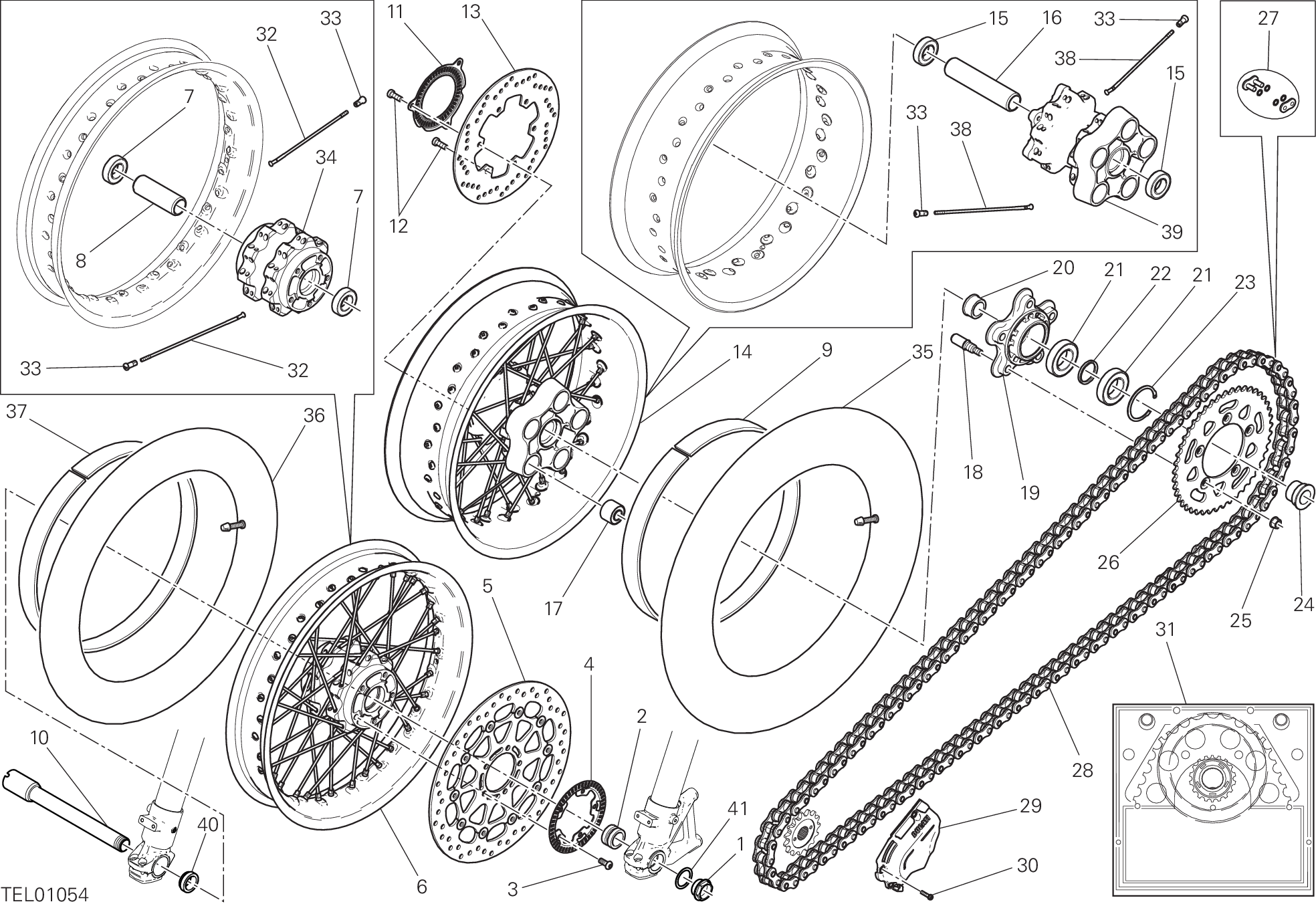 026 RUOTA ANTERIORE E POSTERIORE POUR SCRAMBLER DESERT SLED 2018