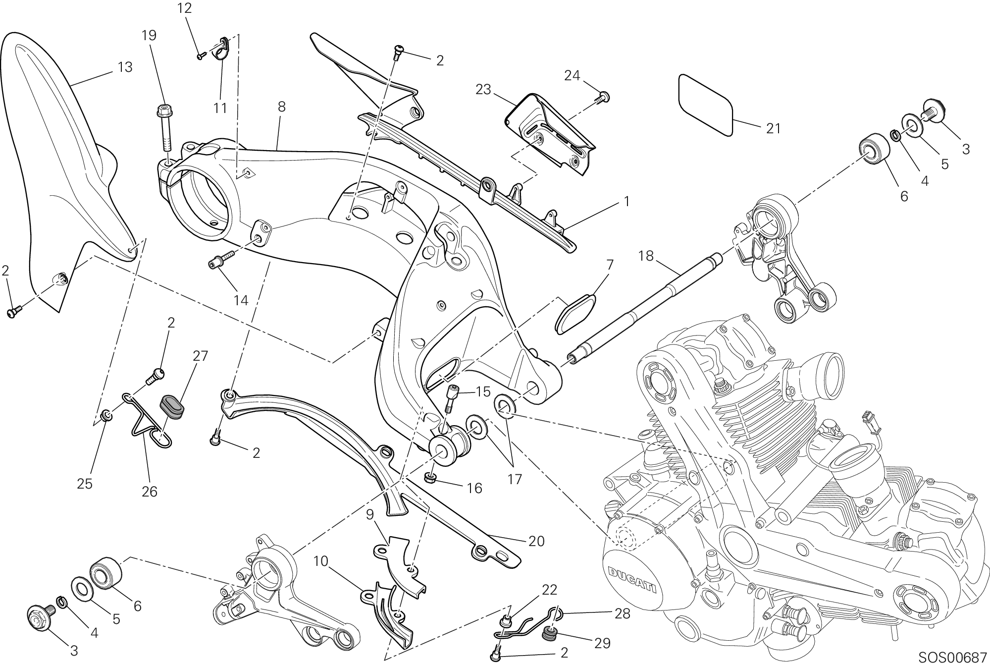 032 BRAS OSCILLANT POUR MONSTER 1100 EVO ABS 2013