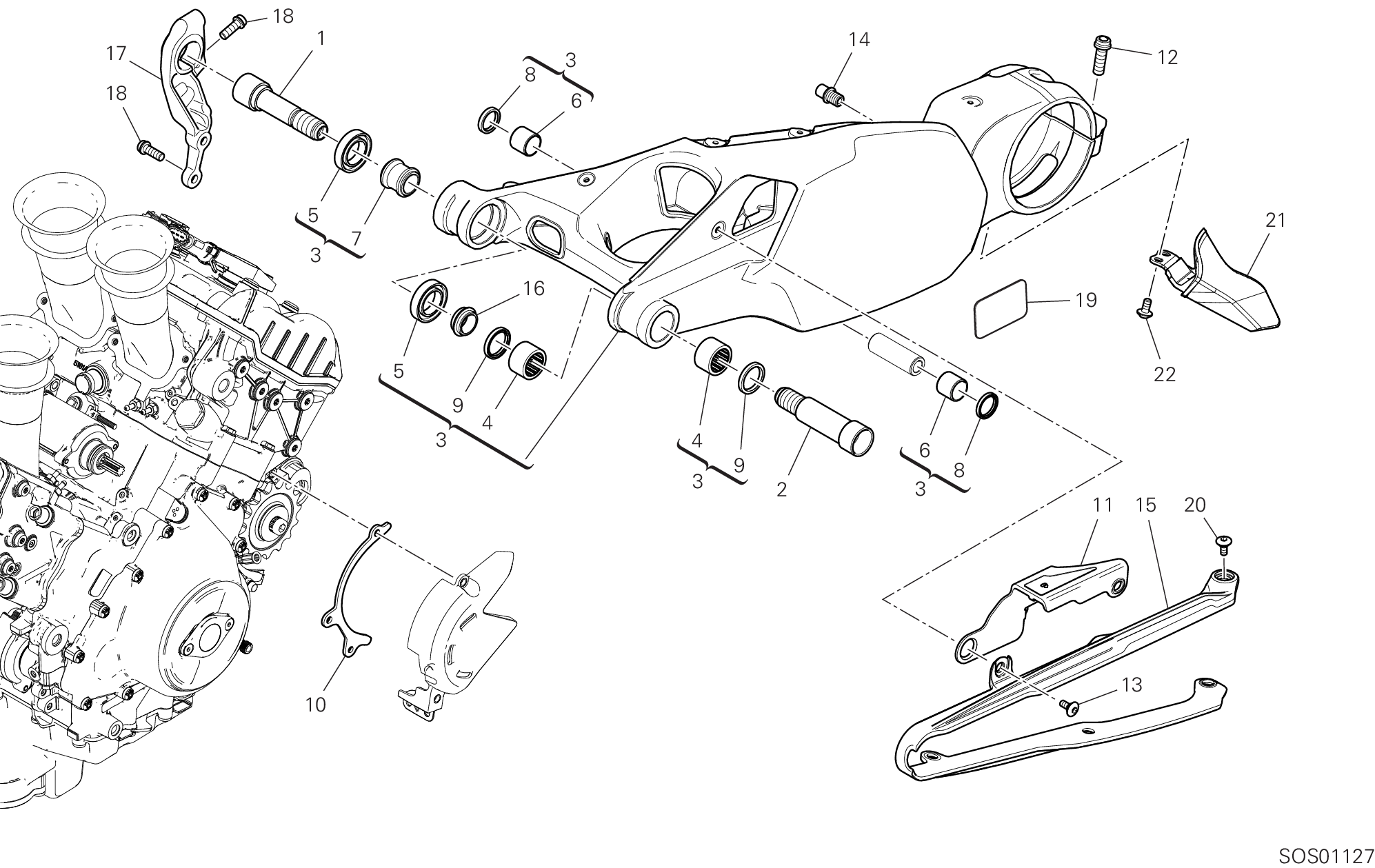 19A BRAS OSCILLANT ARRIERE POUR SUPERBIKE PANIGALE V4 SP 2021