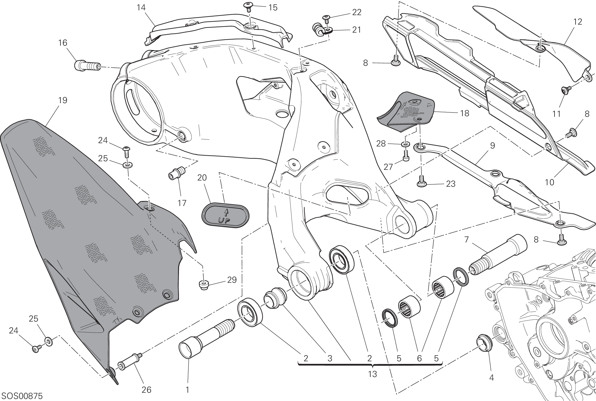 28A BRAS OSCILLANT ARRIERE POUR SUPERBIKE 1299R FINAL EDITION 2018