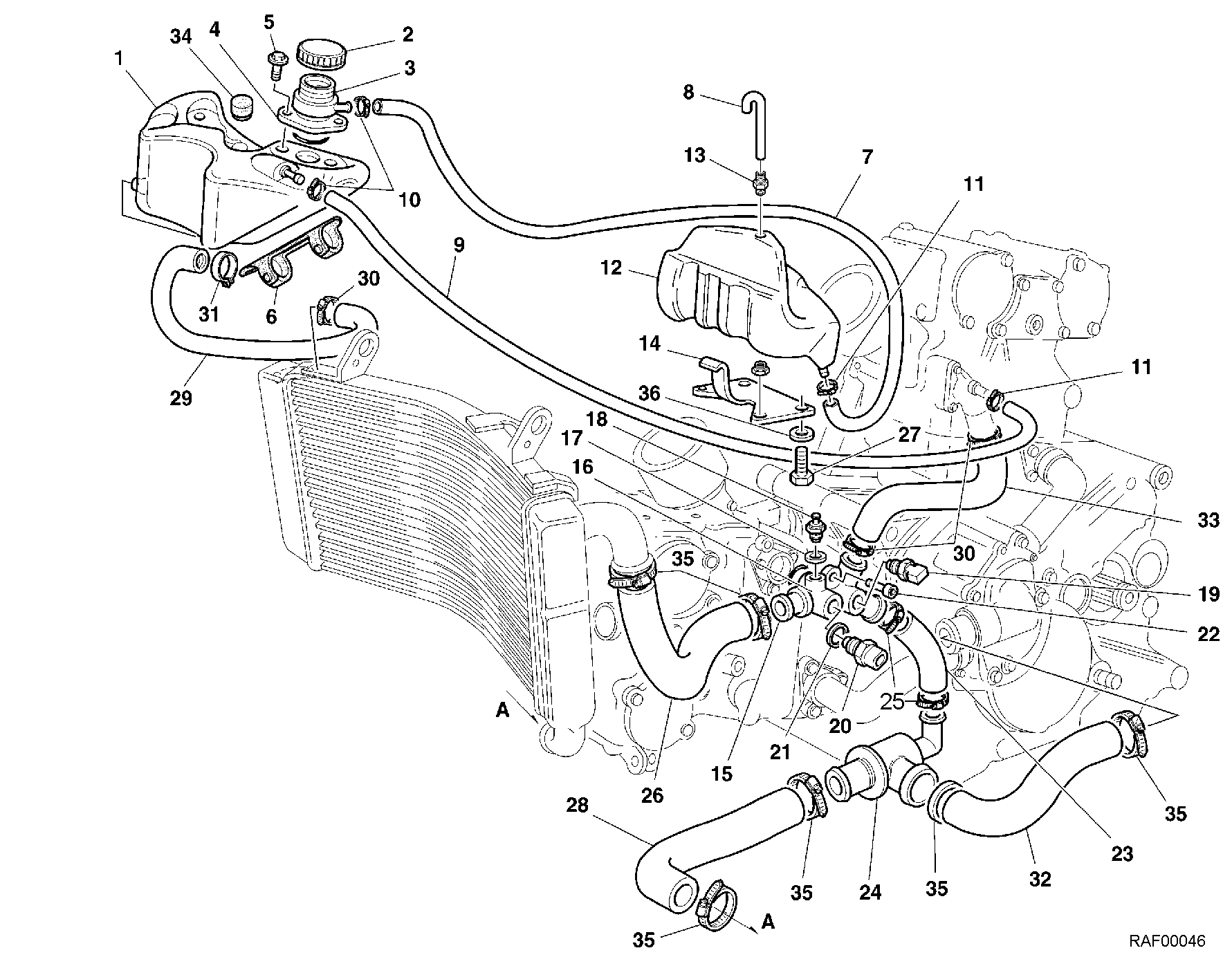 033 CIRCUIT DE REFROIDISSEMENT POUR SUPERBIKE 748 2001