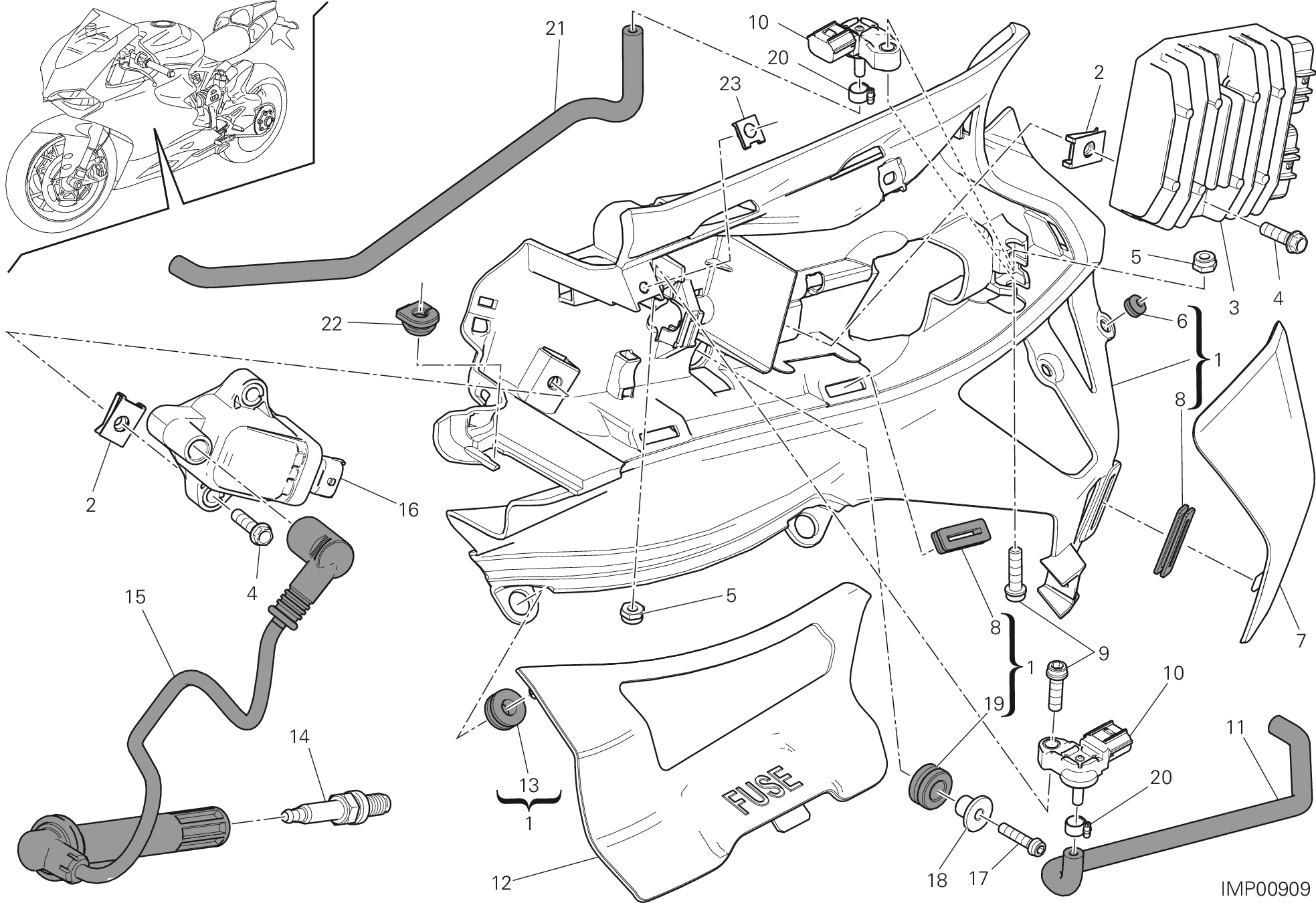 018 IMPIANTO ELETTRICO SINISTRO POUR SUPERBIKE 1199 PANIGALE SUPERLEGGERA 2014