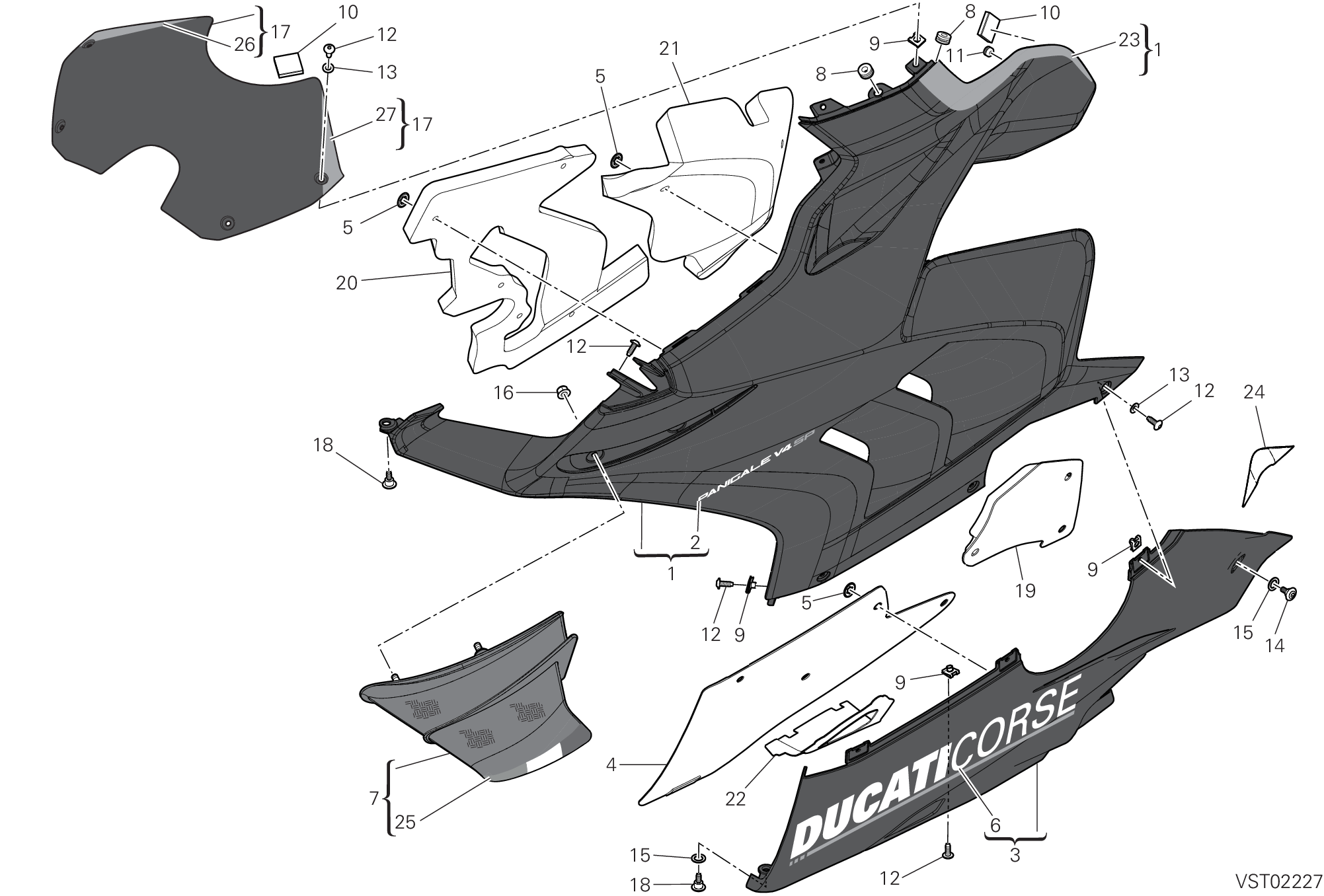 37C CARENE GAUCHE POUR SUPERBIKE PANIGALE V4 SP 2021