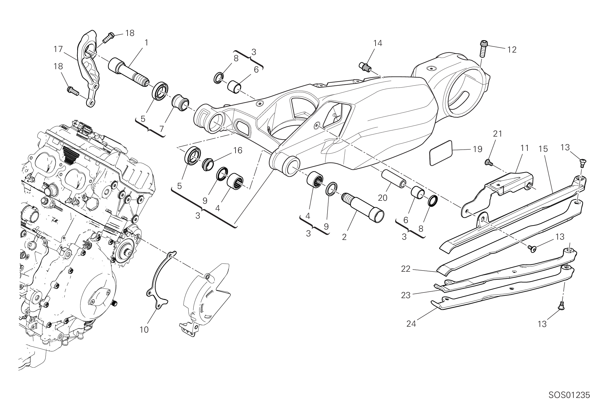 19A BRAS OSCILLANT ARRIERE POUR STREETFIGHTER V4 LAMBORGHINI SPECIALE CLIENTI 2023