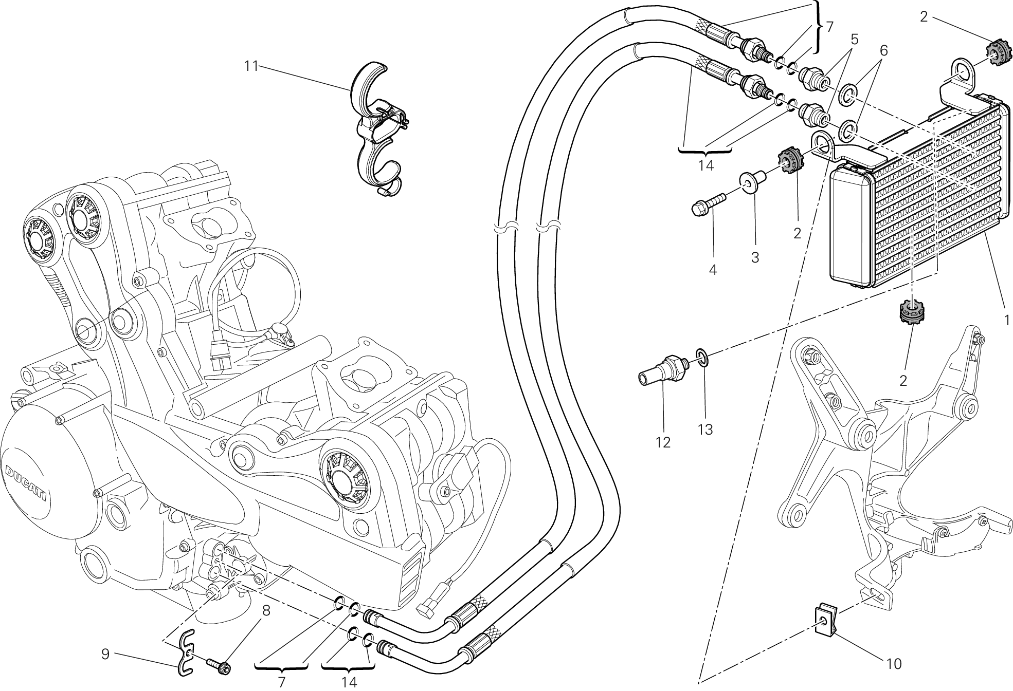 016 RADIATEUR A HUILE POUR MULTISTRADA 1200 ABS 2013