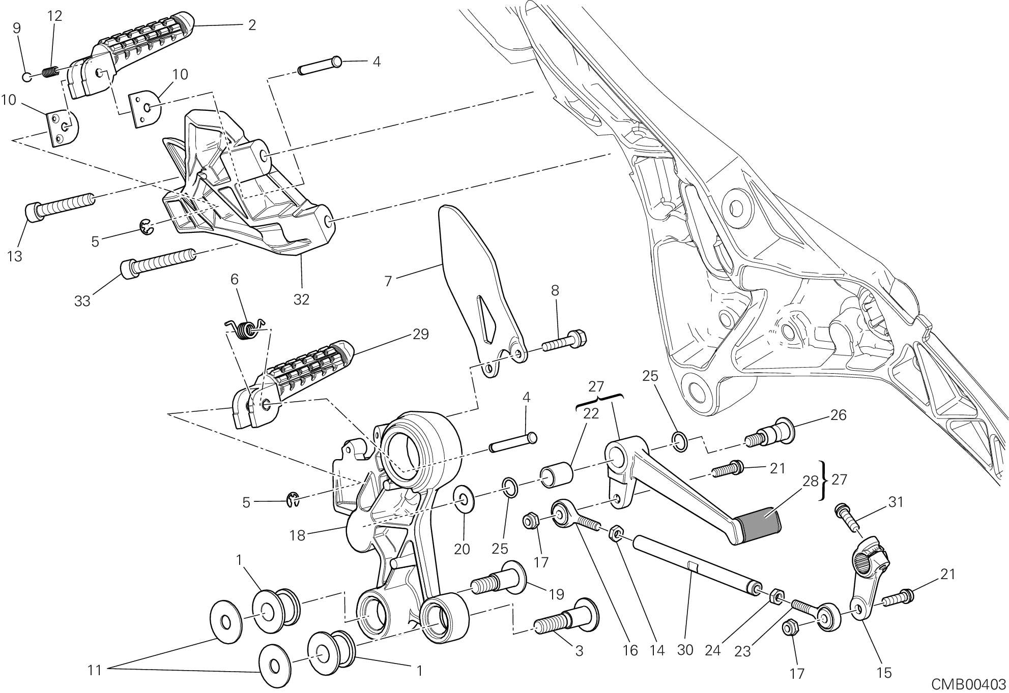 031 REPOSE PIED GAUCHE POUR MONSTER 1100 EVO ABS 2013