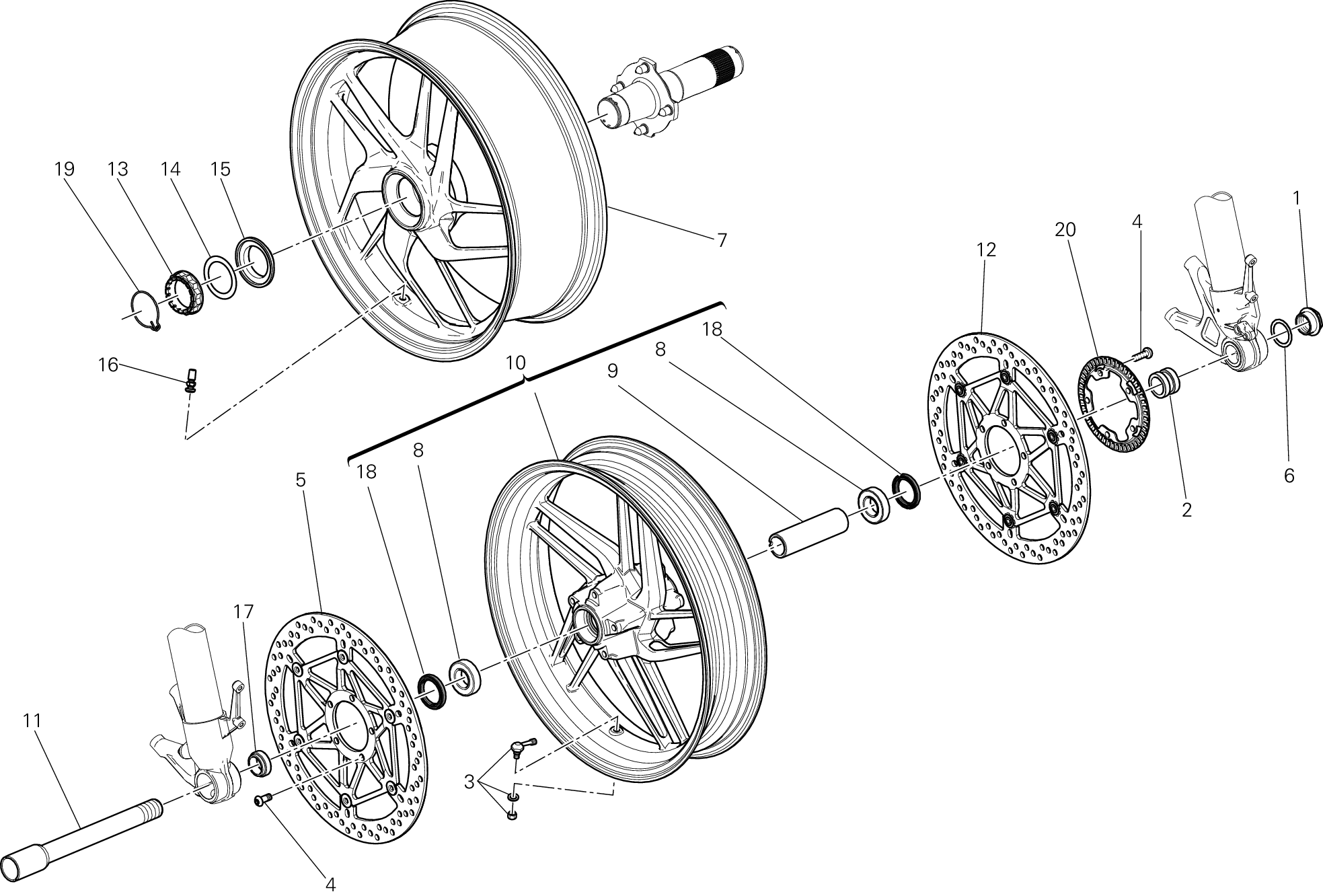 026 RUOTA ANTERIORE E POSTERIORE POUR SUPERBIKE 1199 PANIGALE ABS 2014