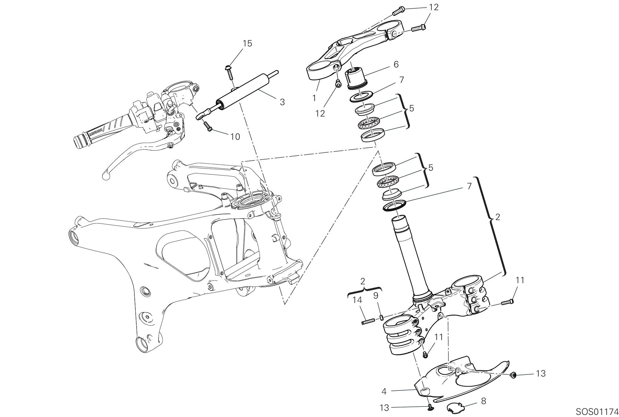 18A ENSEMBLE DIRECTION POUR SUPERBIKE PANIGALE V4 2024