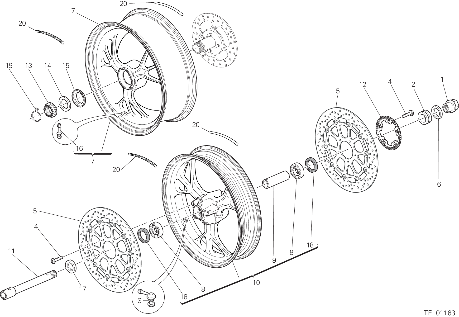 026 RUOTA ANTERIORE E POSTERIORE POUR HYPERMOTARD 939 SP 2016