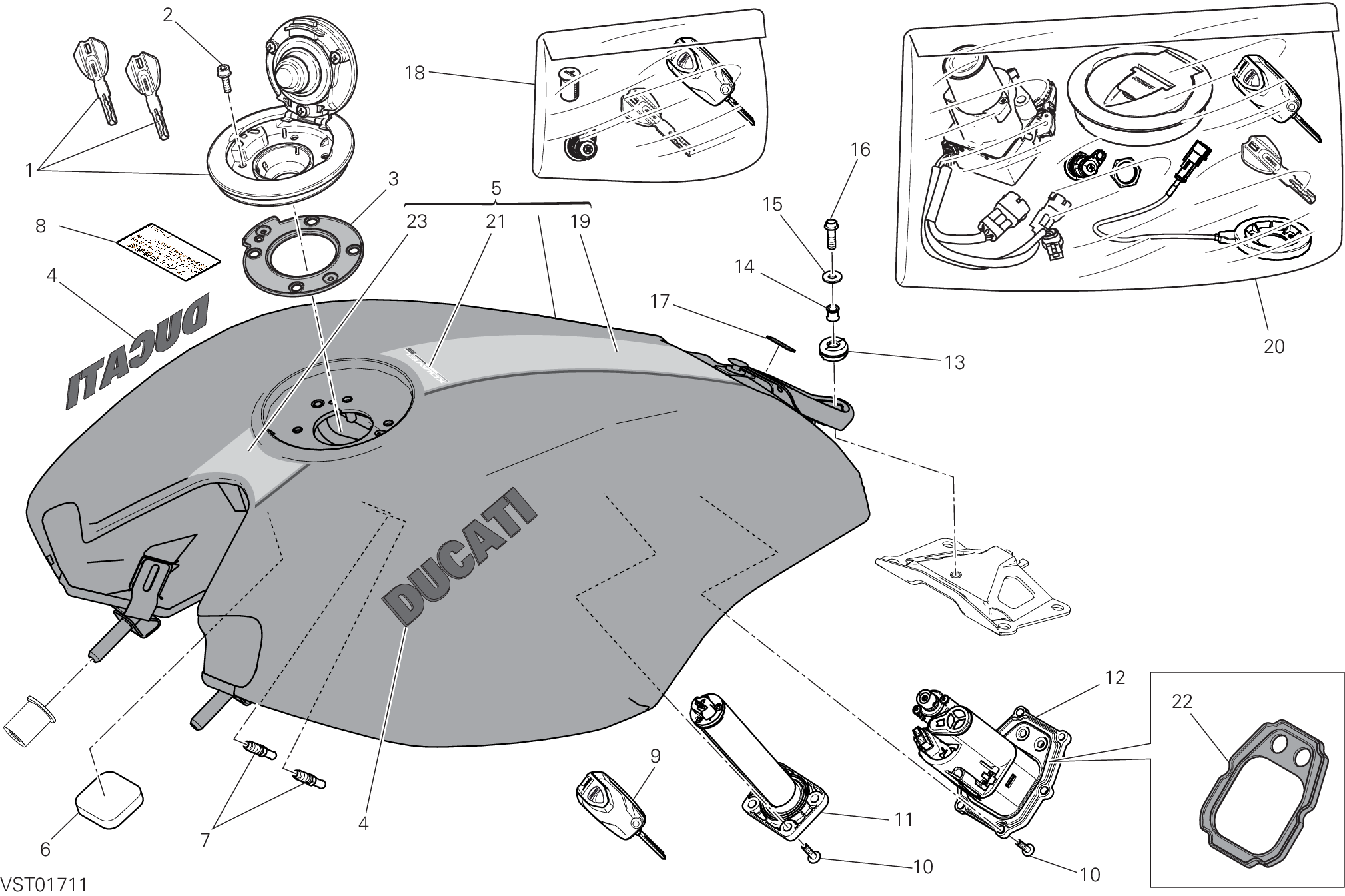 032 RESERVOIR CARBURANT POUR XDIAVEL S 2019