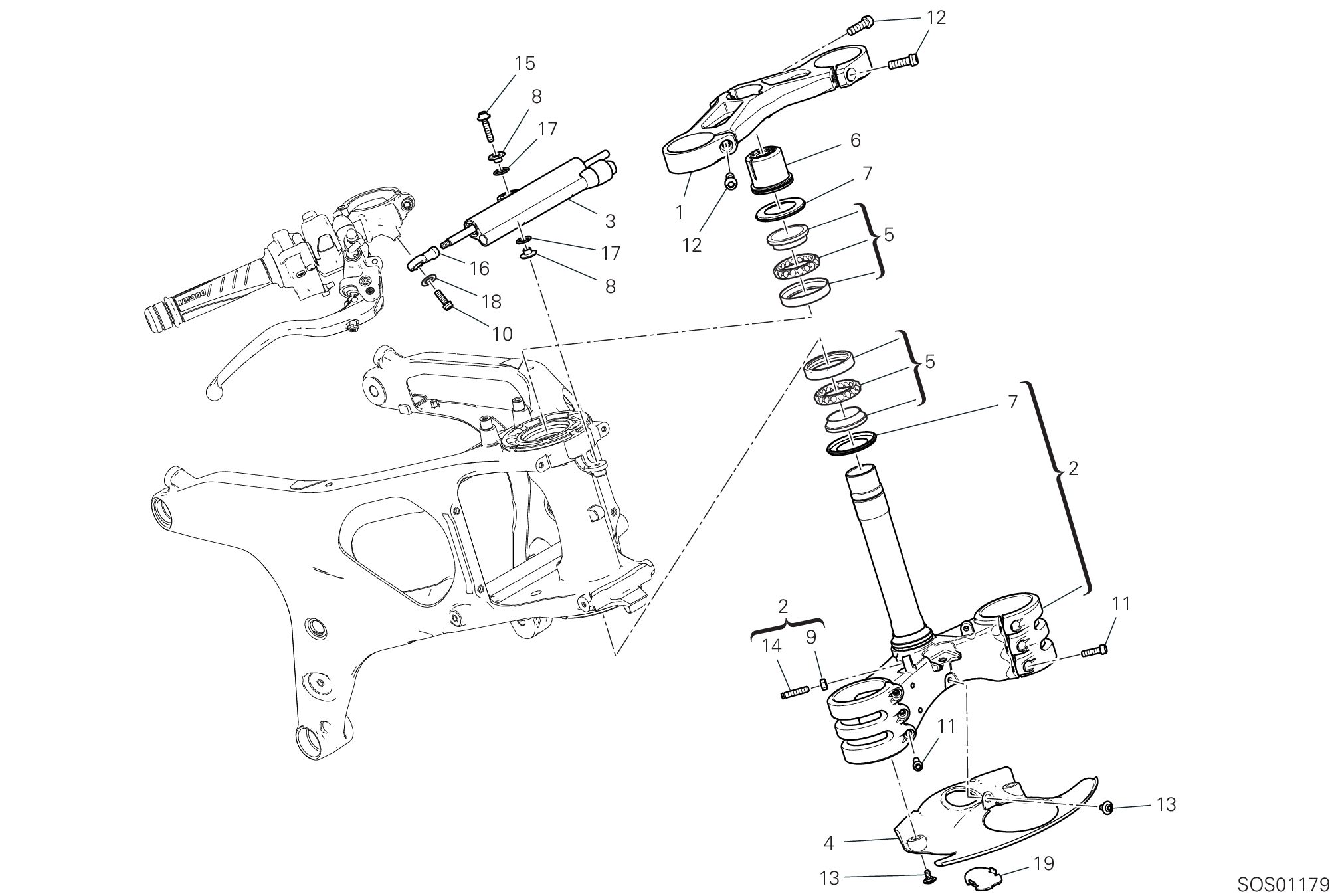 18A ENSEMBLE DIRECTION POUR SUPERBIKE PANIGALE V4 S 2024