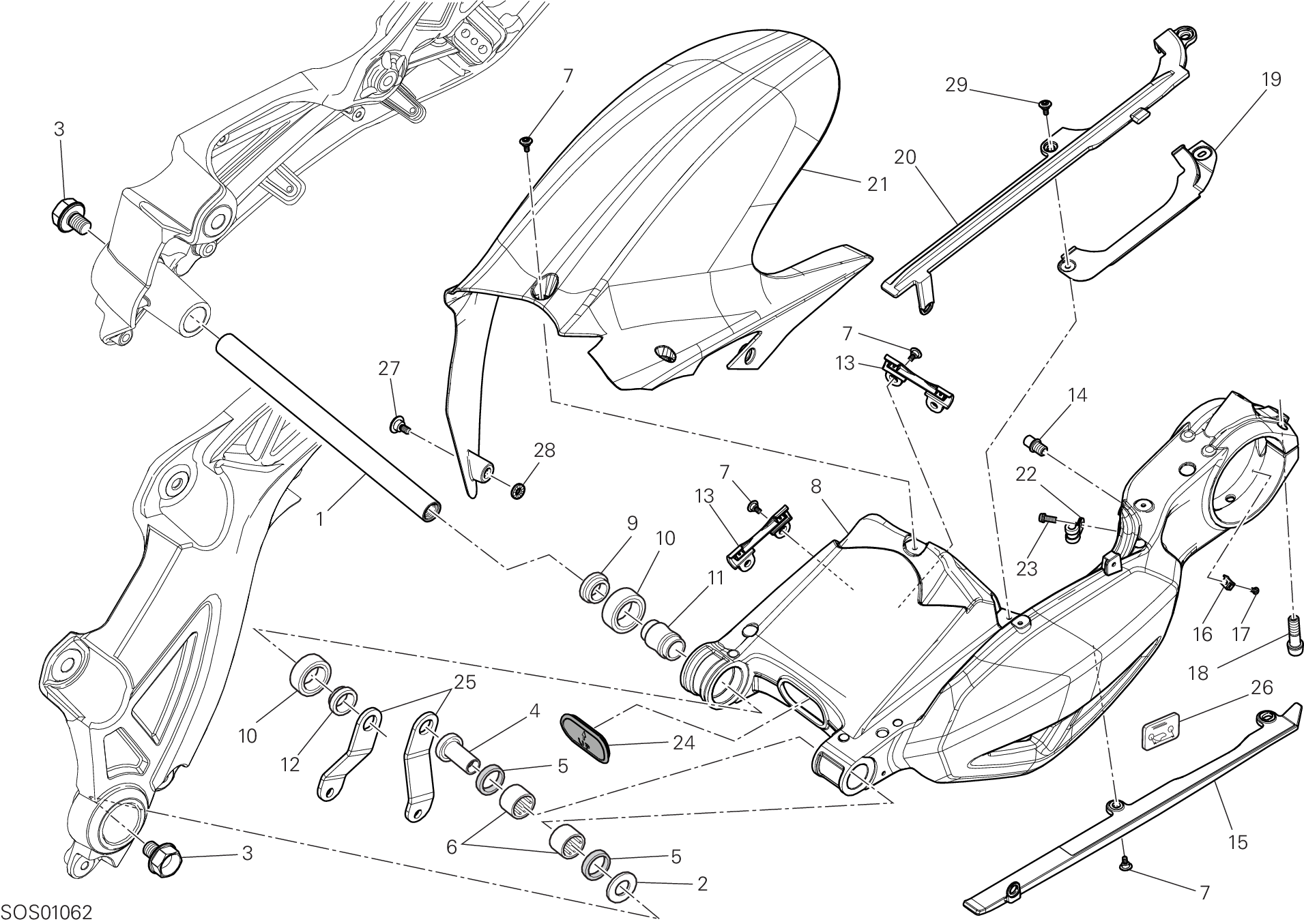 28A BRAS OSCILLANT POUR DIAVEL CARBON FL 2015