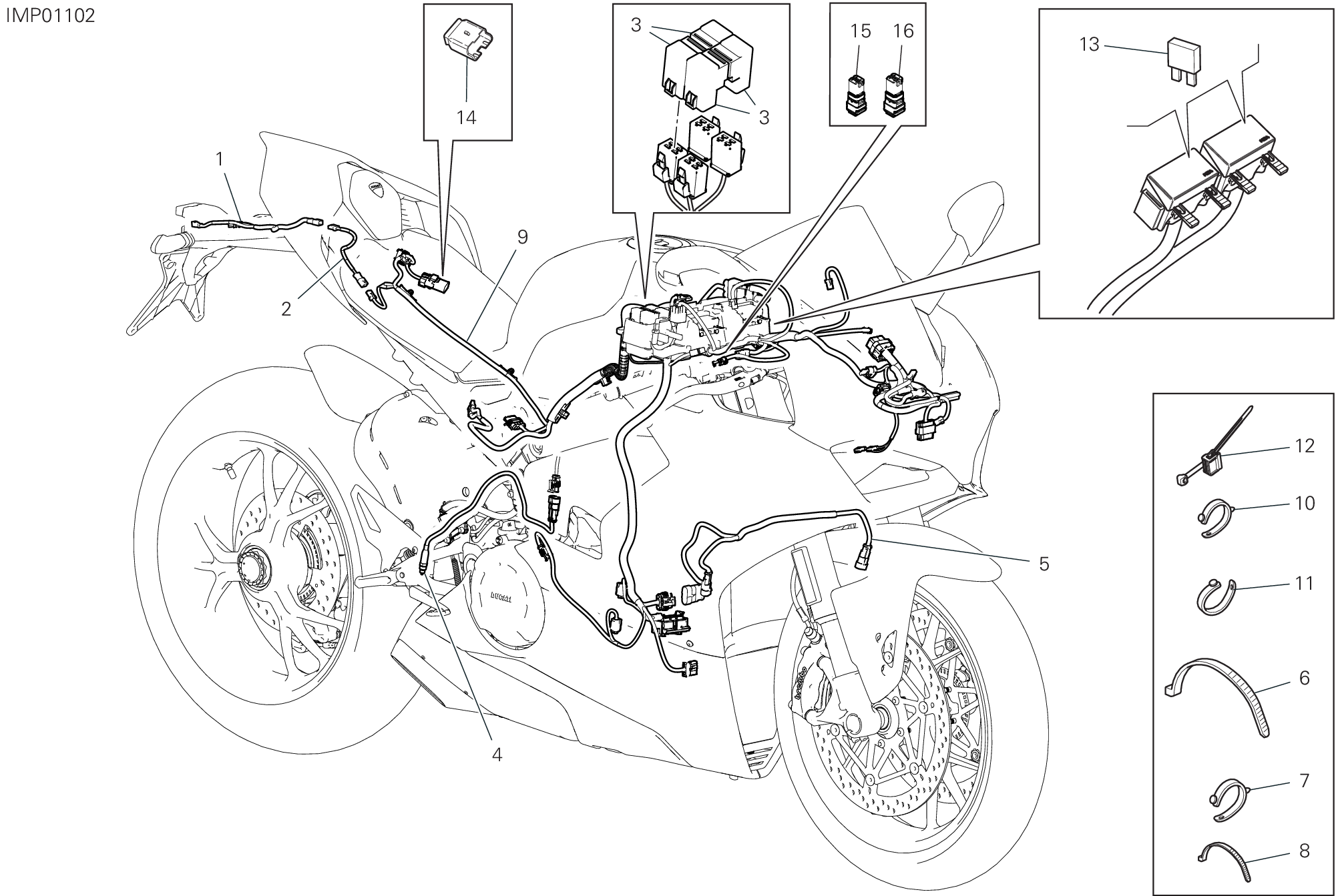 13C CIRCUIT ELECTRIQUE VEHICULE POUR SUPERBIKE PANIGALE V4 2018